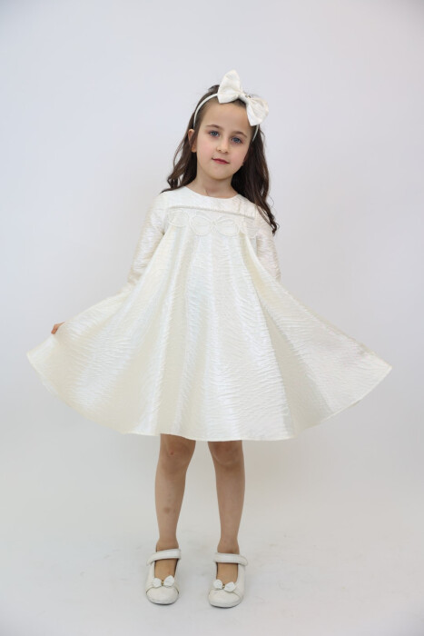 Kız Çocuk Elbise 3-10 Yaş 2920 Ekru - 2