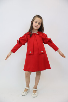 Kız Çocuk Elbise 1-6 Yaş 2915 Kırmızı - 5