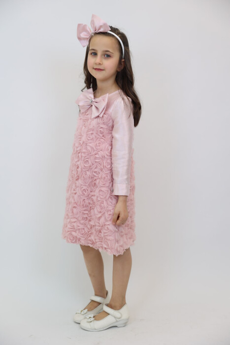 Kız Çocuk Elbise 3-10 Yaş 3911 Pembe - 3