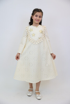 Kız Çocuk Elbise 4-14 Yaş 1201 Ekru - 4