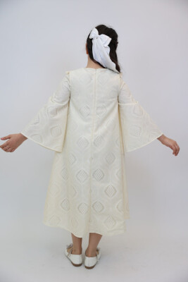 Kız Çocuk Elbise 4-14 Yaş 1201 Ekru - 5