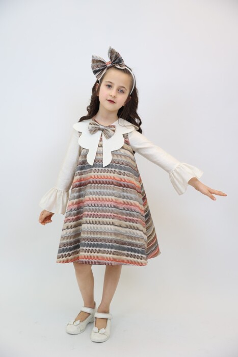 Kız Çocuk Elbise 2-7 Yaş 2929 Ekru - 3