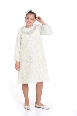 Kız Çocuk Elbise 4-12 Yaş 3927 Ekru - BELLADONNA