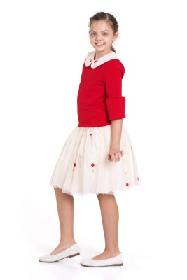 فستان بناتي بأكمام قصيرة من عمر 3 إلى 12 سنة 3955-1 - 3