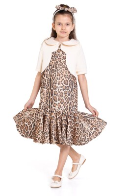 Kız Çocuk Kısa Kol Elbise 3-8 Yaş 2916-1 Kaplan - BELLADONNA
