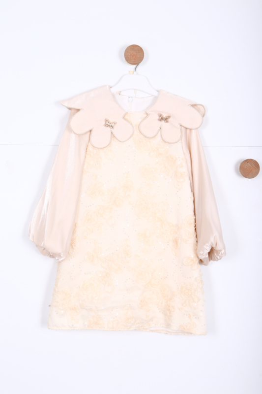 Kız Çocuk Elbise 3-10 Yaş 2931 Ekru - BELLADONNA