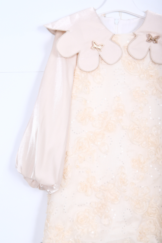 Kız Çocuk Elbise 3-10 Yaş 2931 Ekru - 3