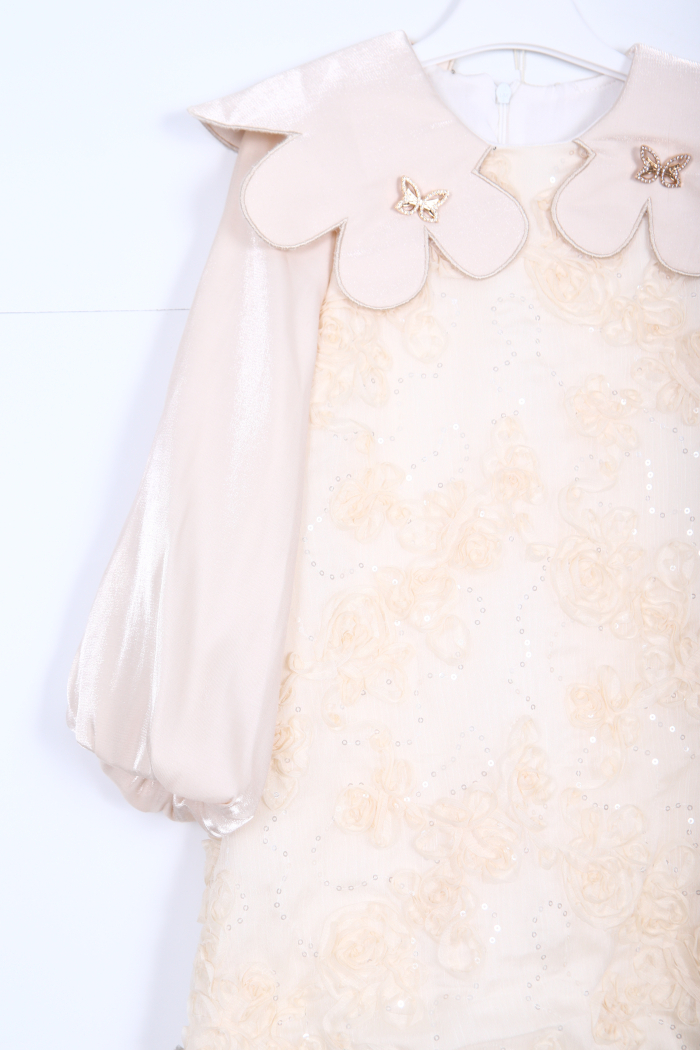 Kız Çocuk Elbise 3-10 Yaş 2931 Ekru - 3