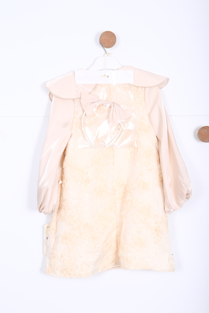 Kız Çocuk Elbise 3-10 Yaş 2931 Ekru - 4