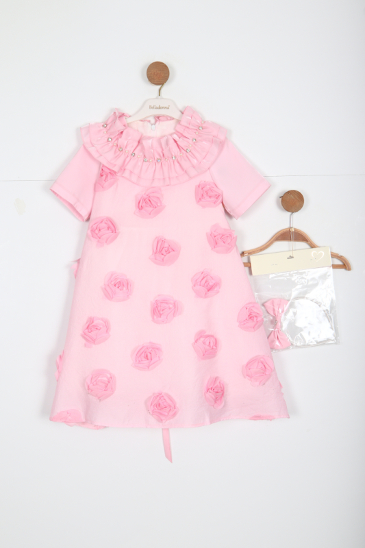 Kız Çocuk Kısa Kol Elbise 1-6 Yaş 1903-1 Pembe - BELLADONNA