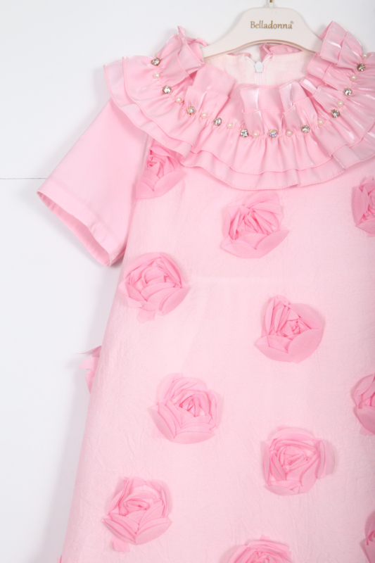 Kız Çocuk Kısa Kol Elbise 1-6 Yaş 1903-1 Pembe - 4