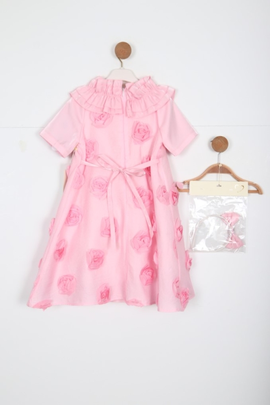 Kız Çocuk Kısa Kol Elbise 1-6 Yaş 1903-1 Pembe - 6