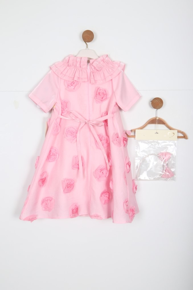 Kız Çocuk Kısa Kol Elbise 1-6 Yaş 1903-1 Pembe - 6