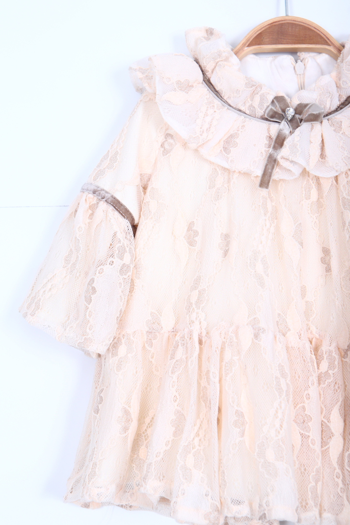 Kız Çocuk Elbise 9Ay - 5Yaş 2928 Bej - 4