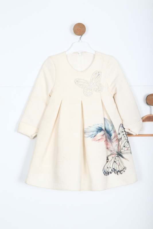 Kız Çocuk Elbise 2-7 Yaş 2946 Ekru - BELLADONNA