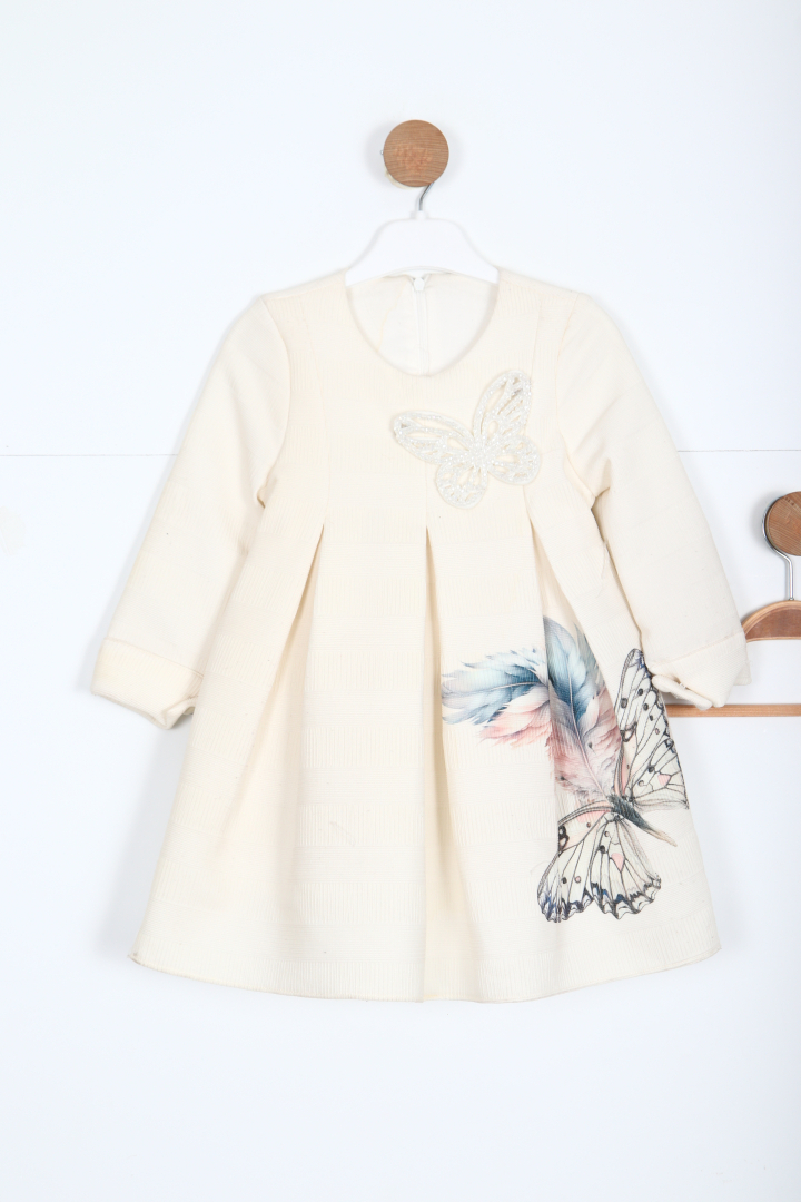 Kız Çocuk Elbise 2-7 Yaş 2946 Ekru - 1