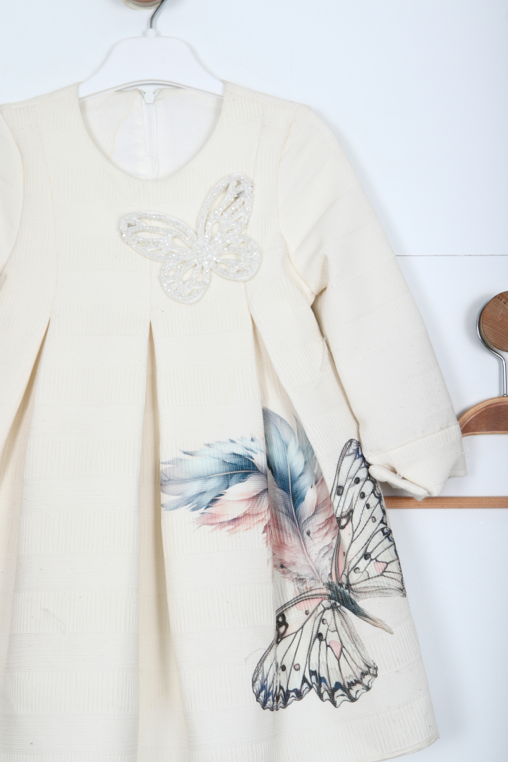 Kız Çocuk Elbise 2-7 Yaş 2946 Ekru - 3