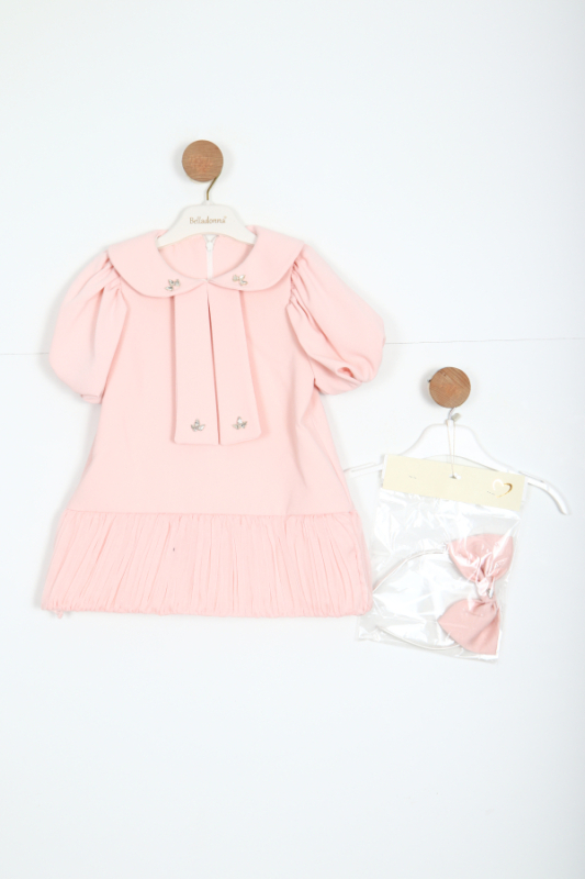 Kız Çocuk Kısa Kol Elbise 1-6 Yaş 2901-1 Pembe - BELLADONNA