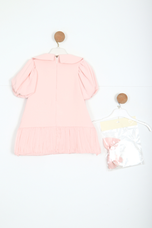 Kız Çocuk Kısa Kol Elbise 1-6 Yaş 2901-1 Pembe - 4