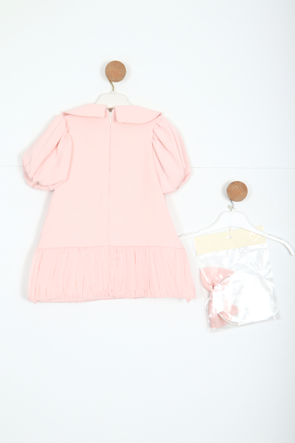 Kız Çocuk Kısa Kol Elbise 1-6 Yaş 2901-1 Pembe - 4