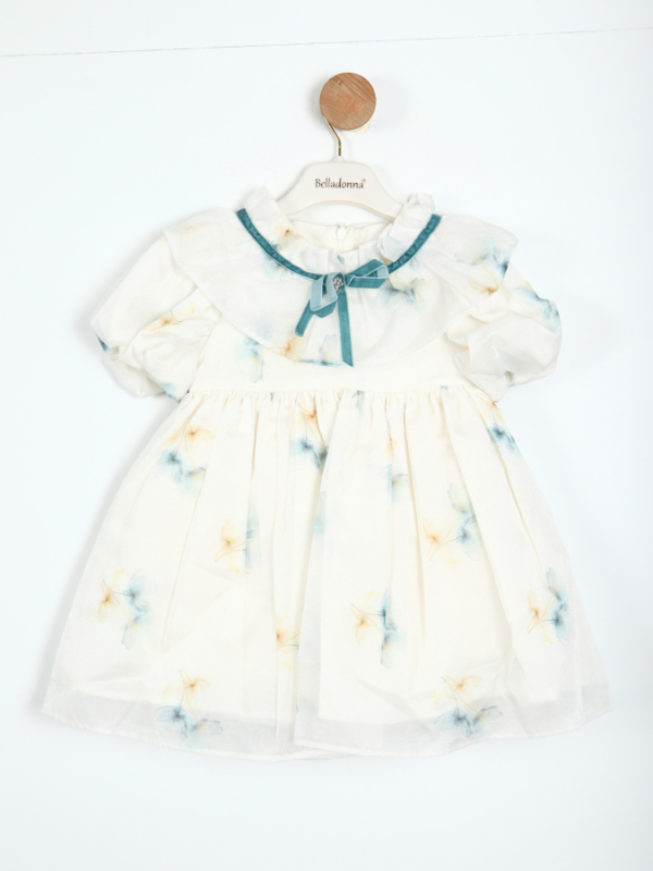 Kız Çocuk Elbise 1-6 Yaş 2922-1 Beyaz - Mavi - 3