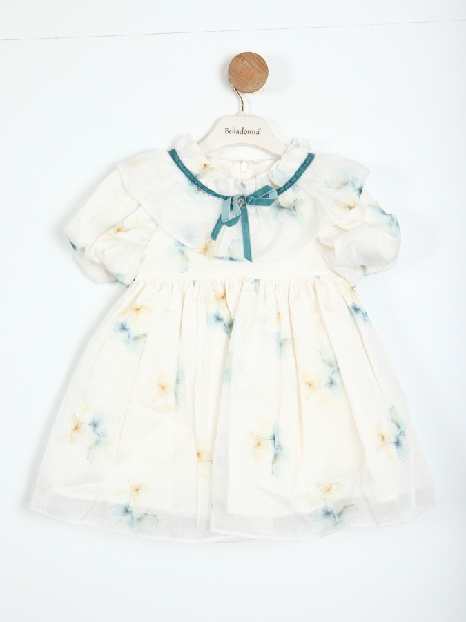 Kız Çocuk Elbise 1-6 Yaş 2922-1 Beyaz - Mavi - 3