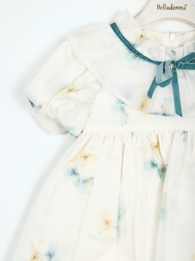 Kız Çocuk Elbise 1-6 Yaş 2922-1 Beyaz - Mavi - 4