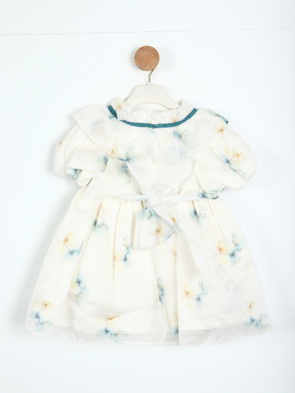 Kız Çocuk Elbise 1-6 Yaş 2922-1 Beyaz - Mavi - 5