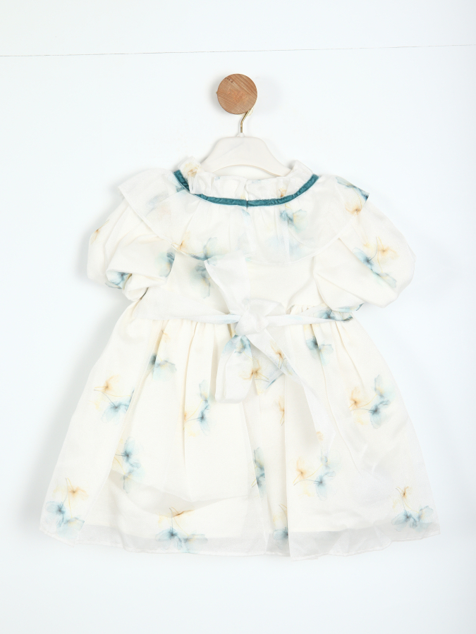 Kız Çocuk Elbise 1-6 Yaş 2922-1 Beyaz - Mavi - 5