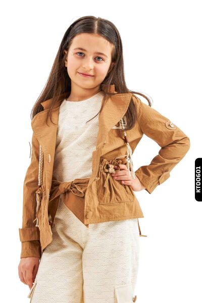 Kız Çocuk Alt Üst Takım 6-12 Yaş 3822 Ekru - Kahverengi - 2