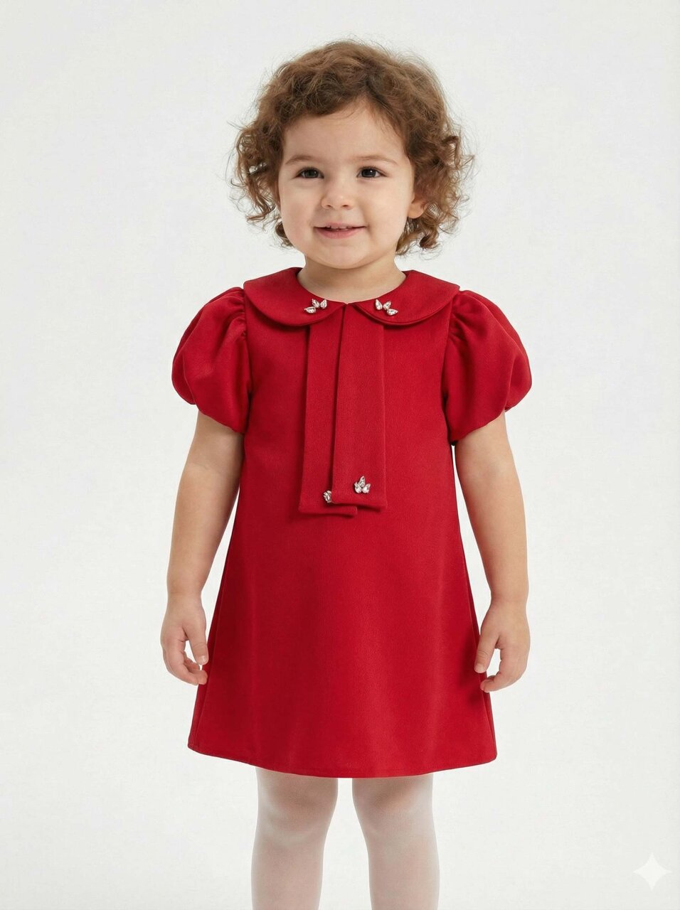 فستان بناتي بأكمام قصيرة من عمر 1 إلى 6 سنوات 2915-1 - 1