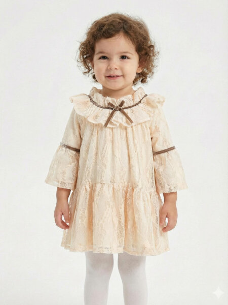 Kız Çocuk Elbise 9Ay - 5Yaş 2928 Bej - BELLADONNA