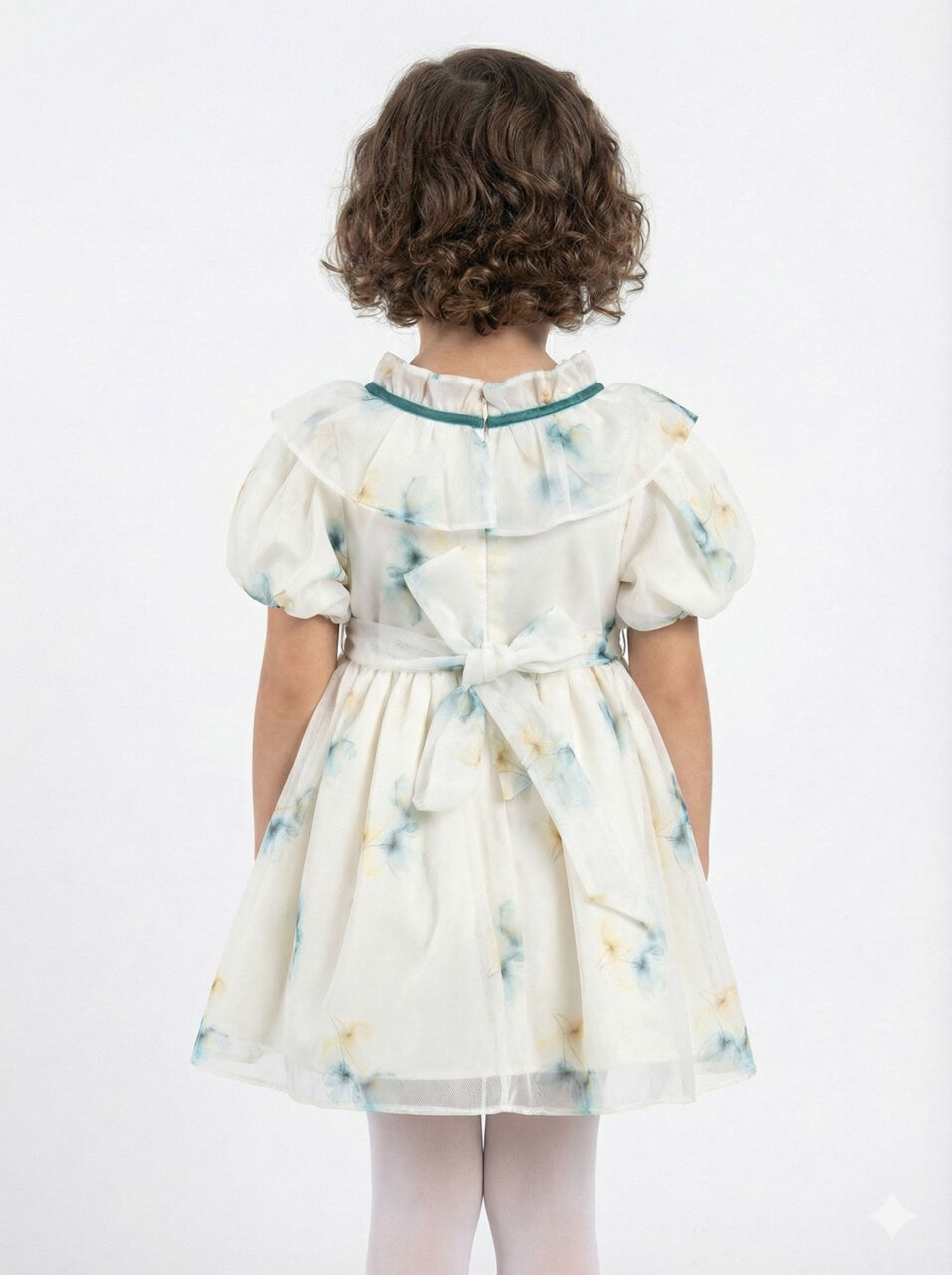 Kız Çocuk Elbise 1-6 Yaş 2922-1 Beyaz - Mavi - 2