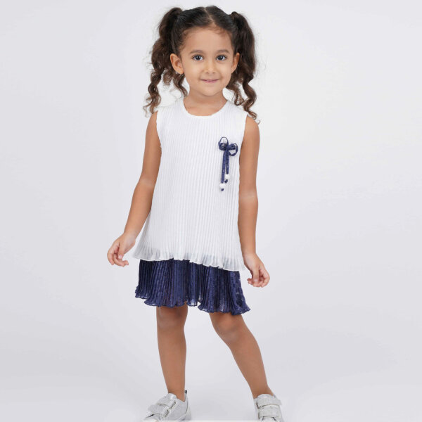 Kız Çocuk Elbise 2-6 Yaş (bes 3976) Beyaz - İndigo * - BEST KIDS