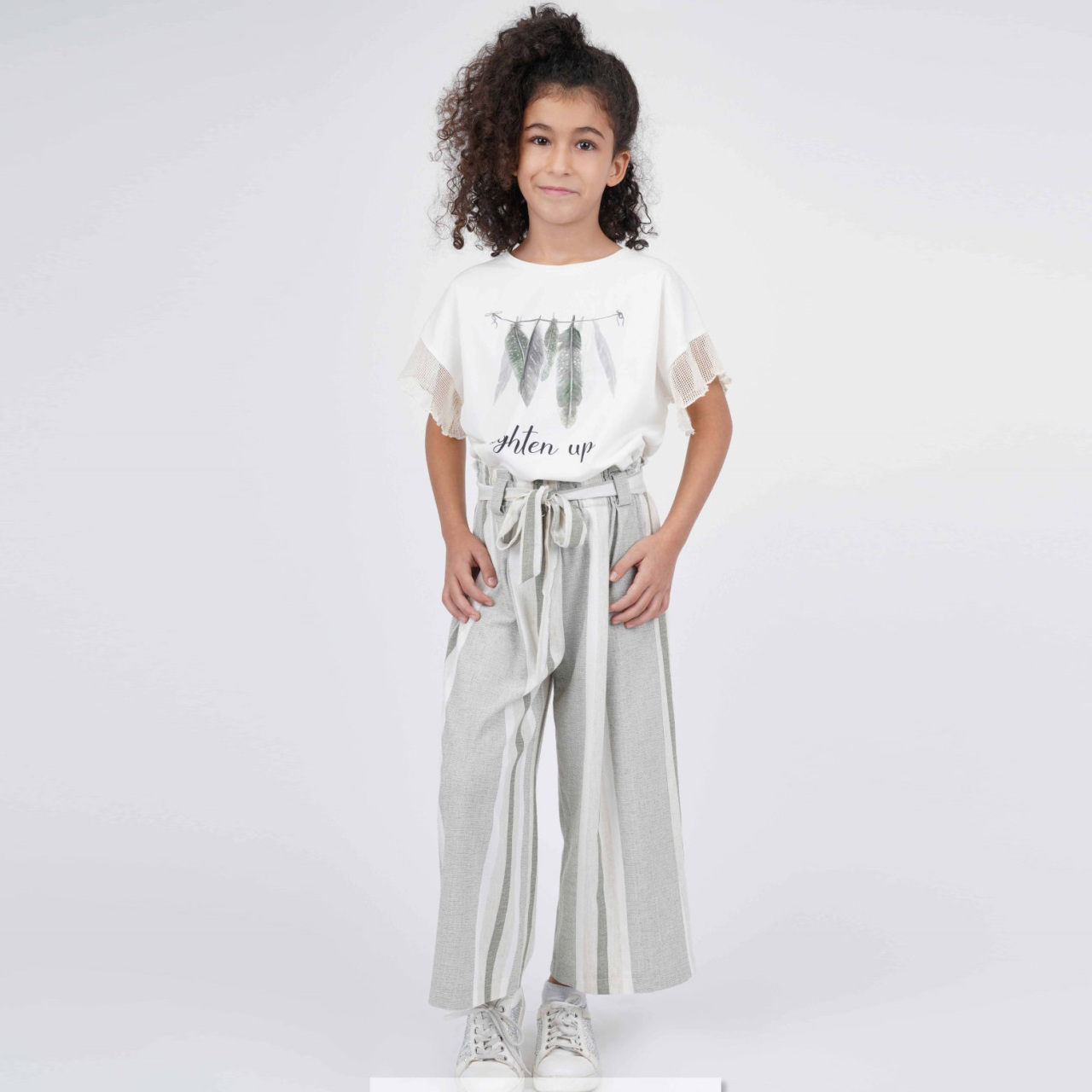 P-003377 (bes 9462) Kız Pantolon 6-14 Yaş Haki - 1