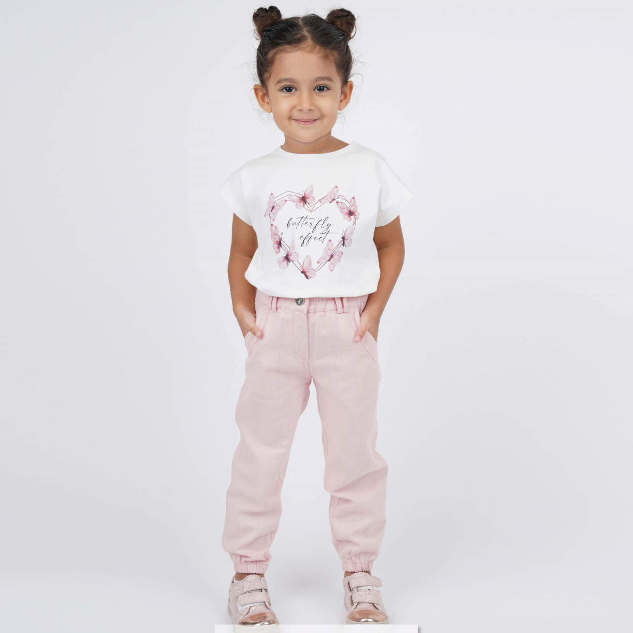 P-003384 (bes 3940) Kız Pantolon 2-6 Yaş Pudra - 1