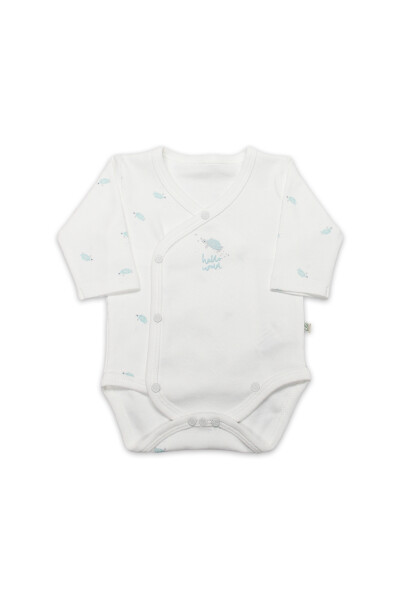 Bi̇style Kruvaze Body Uzun Kol Hello World 17109 Mint - Bistyle