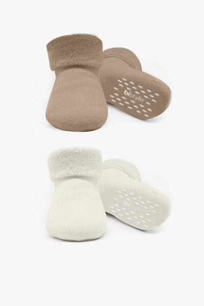 Bi̇style 2'li Havlu Soket Kaymaz Basic Boy 10508 Bej - Bistyle