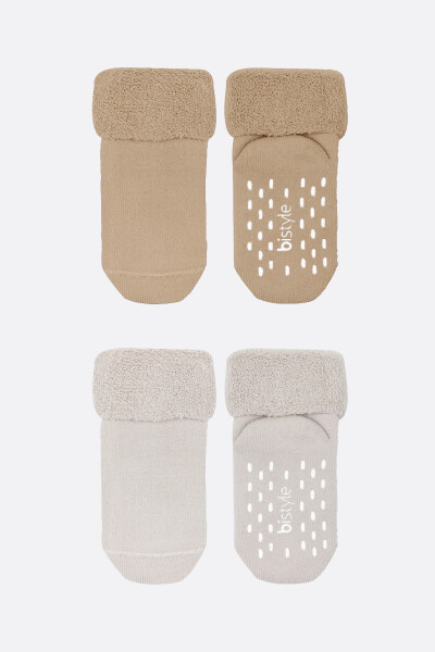 Bi̇style 2'li Havlu Soket Kaymaz Basic Boy 10508 Bej - 2