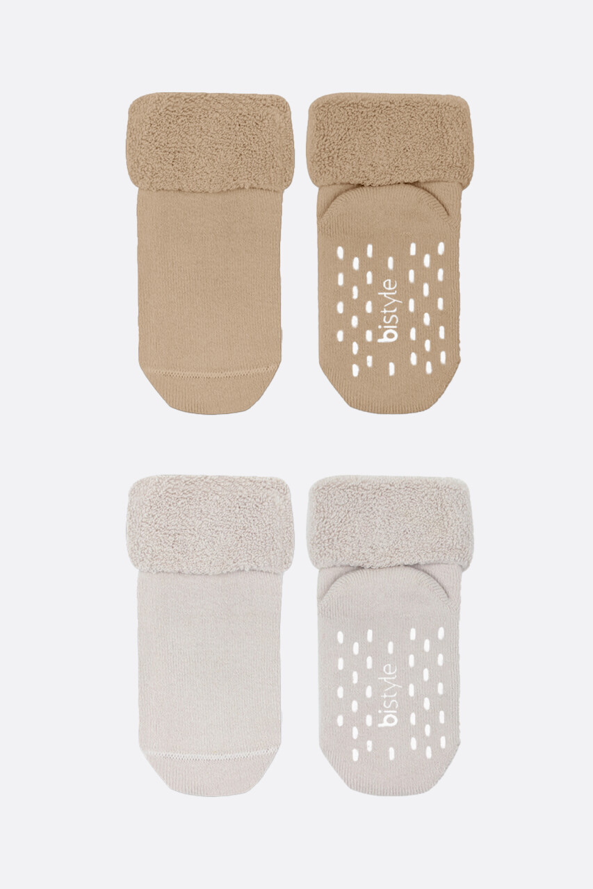 Bi̇style 2'li Havlu Soket Kaymaz Basic Boy 10508 Bej - 2