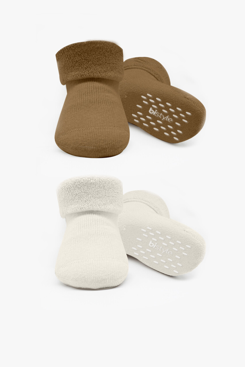 Bi̇style 2'li Havlu Soket Kaymaz Basic Boy 10508 Kahve - 1