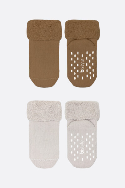 Bi̇style 2'li Havlu Soket Kaymaz Basic Boy 10508 Kahve - 2