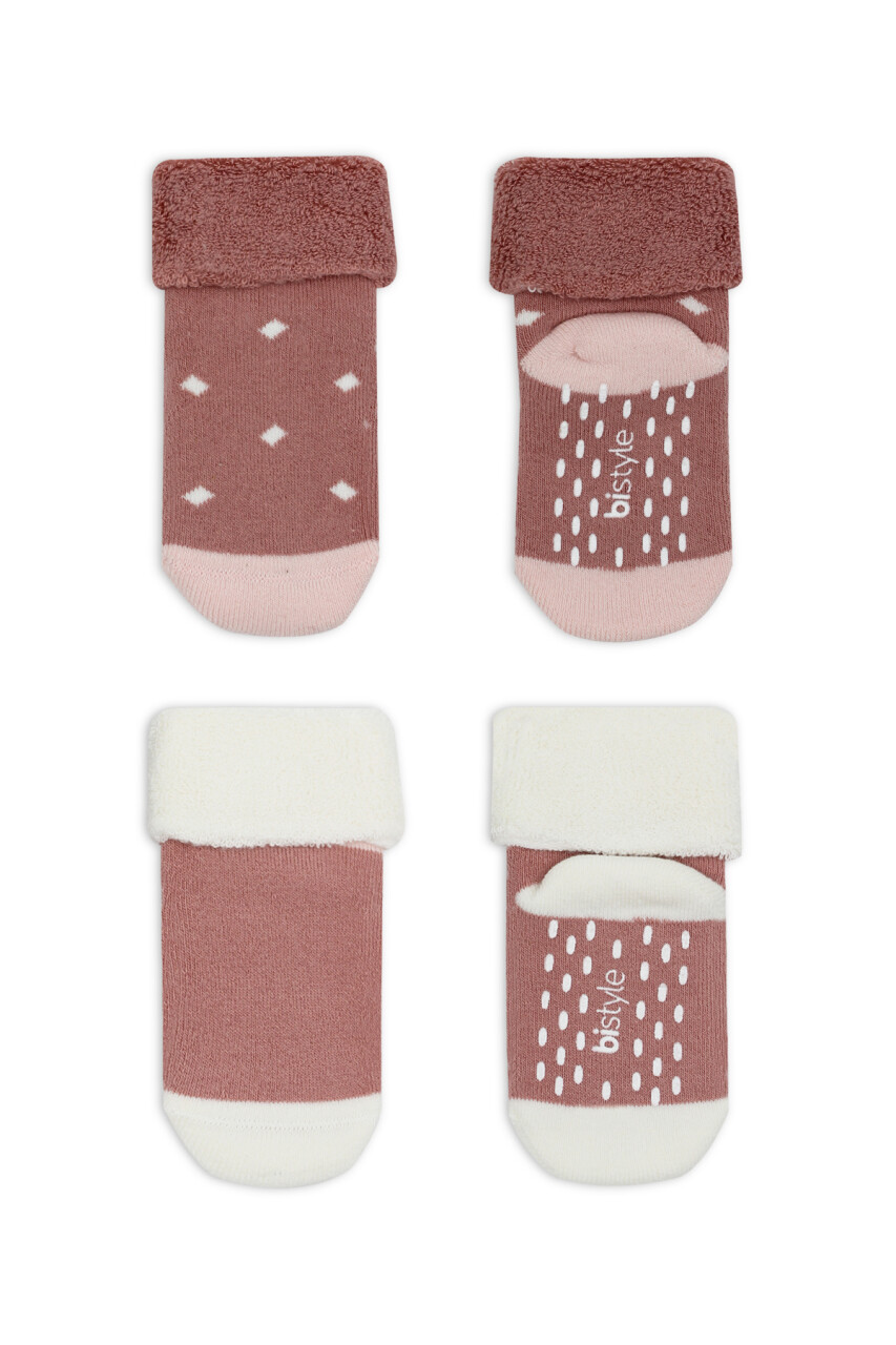 Bi̇style 2'li Havlu Soket Kaymaz Point Gi̇rl 10505 Pudra Pembe - 4