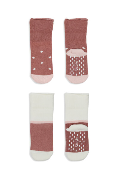 Bi̇style 2'li Havlu Soket Kaymaz Point Gi̇rl 10505 Pudra Pembe - 5