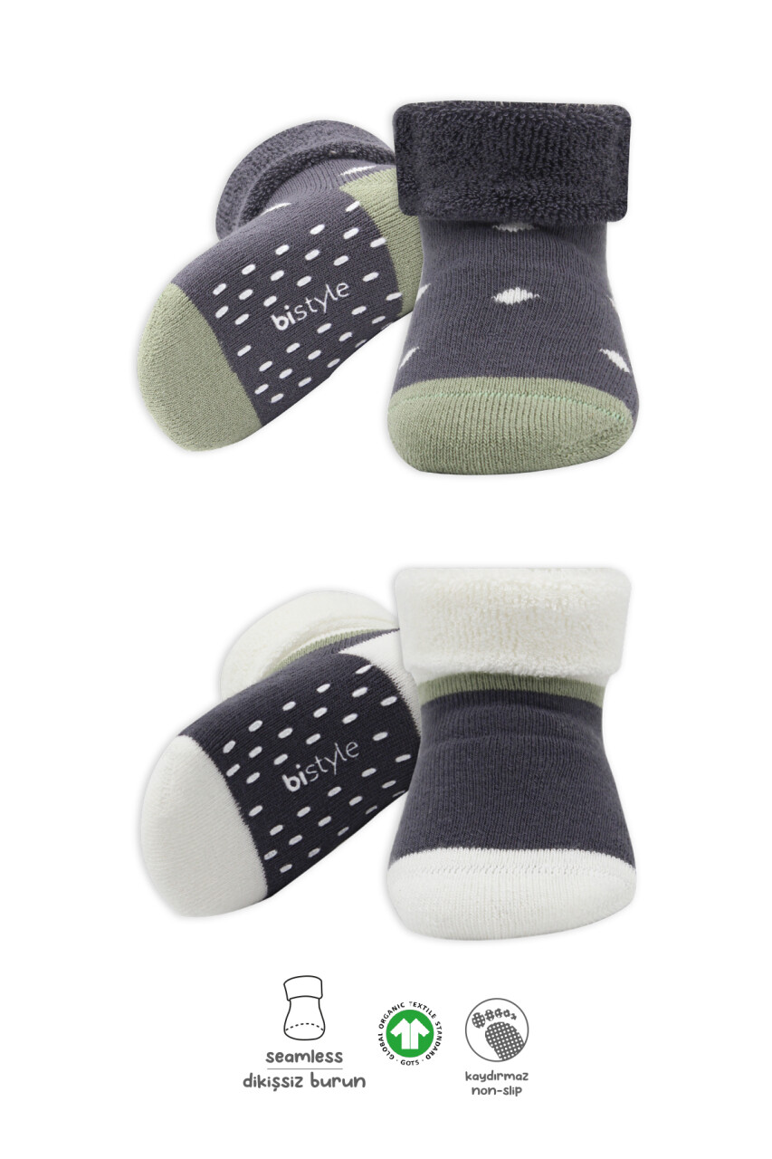 Bi̇style 2'li Havlu Soket Kaymaz Point Boy 10506 Antrasit - 1