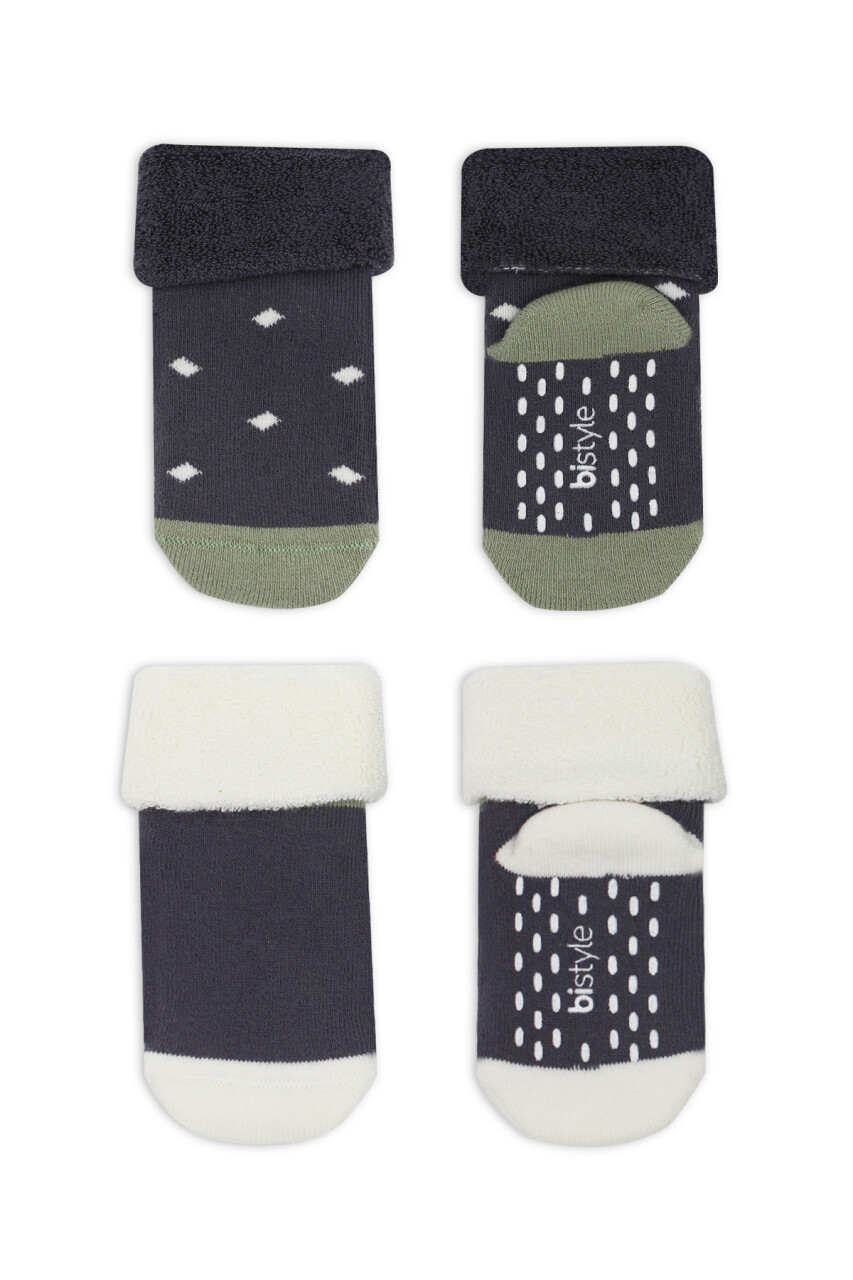 Bi̇style 2'li Havlu Soket Kaymaz Point Boy 10506 Antrasit - 3