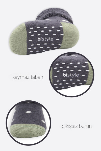 Bi̇style 2'li Havlu Soket Kaymaz Point Boy 10506 Antrasit - 5