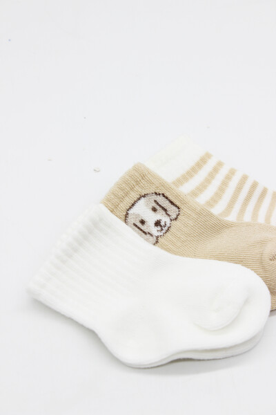 Bistyle Dog Boy 3'lü Penye Soket Çorap 10134 Ekru - 4