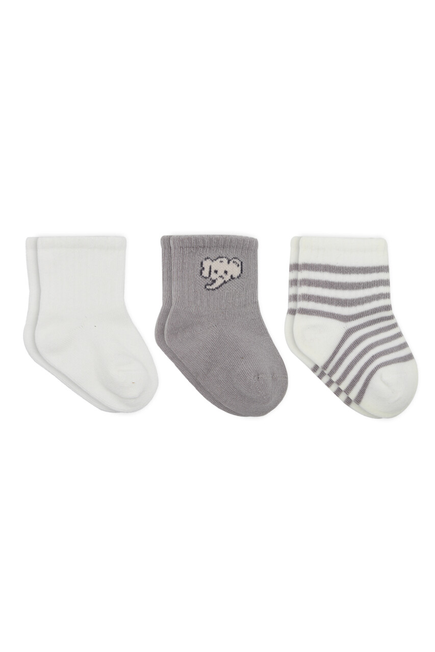 Bistyle Elephant Boy 3'lü Penye Soket Çorap 10135 Ekru - 1