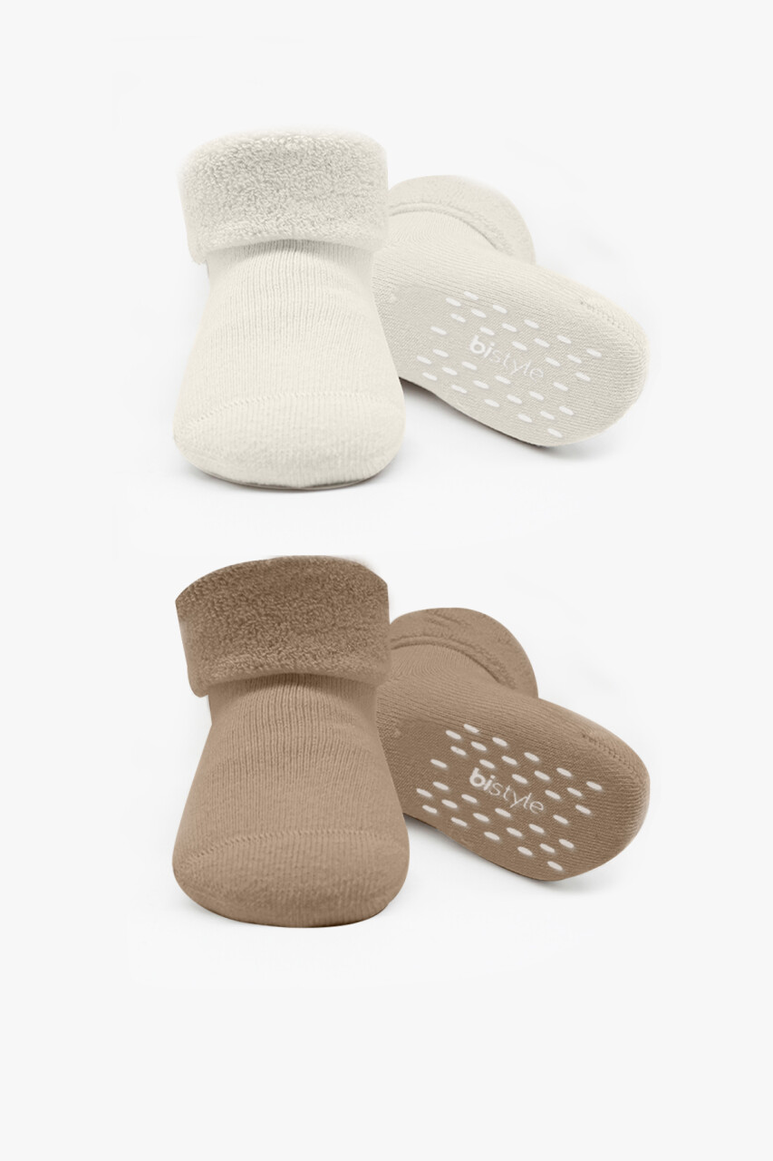 Bi̇style 2'li Havlu Soket Kaymaz Basic Gi̇rl 10507 Bej - 1